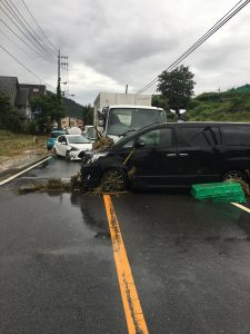 広島の被災地へ消毒活動